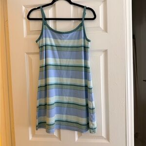 American Eagle Outfitters Light Blue and Green Striped Mini Dress